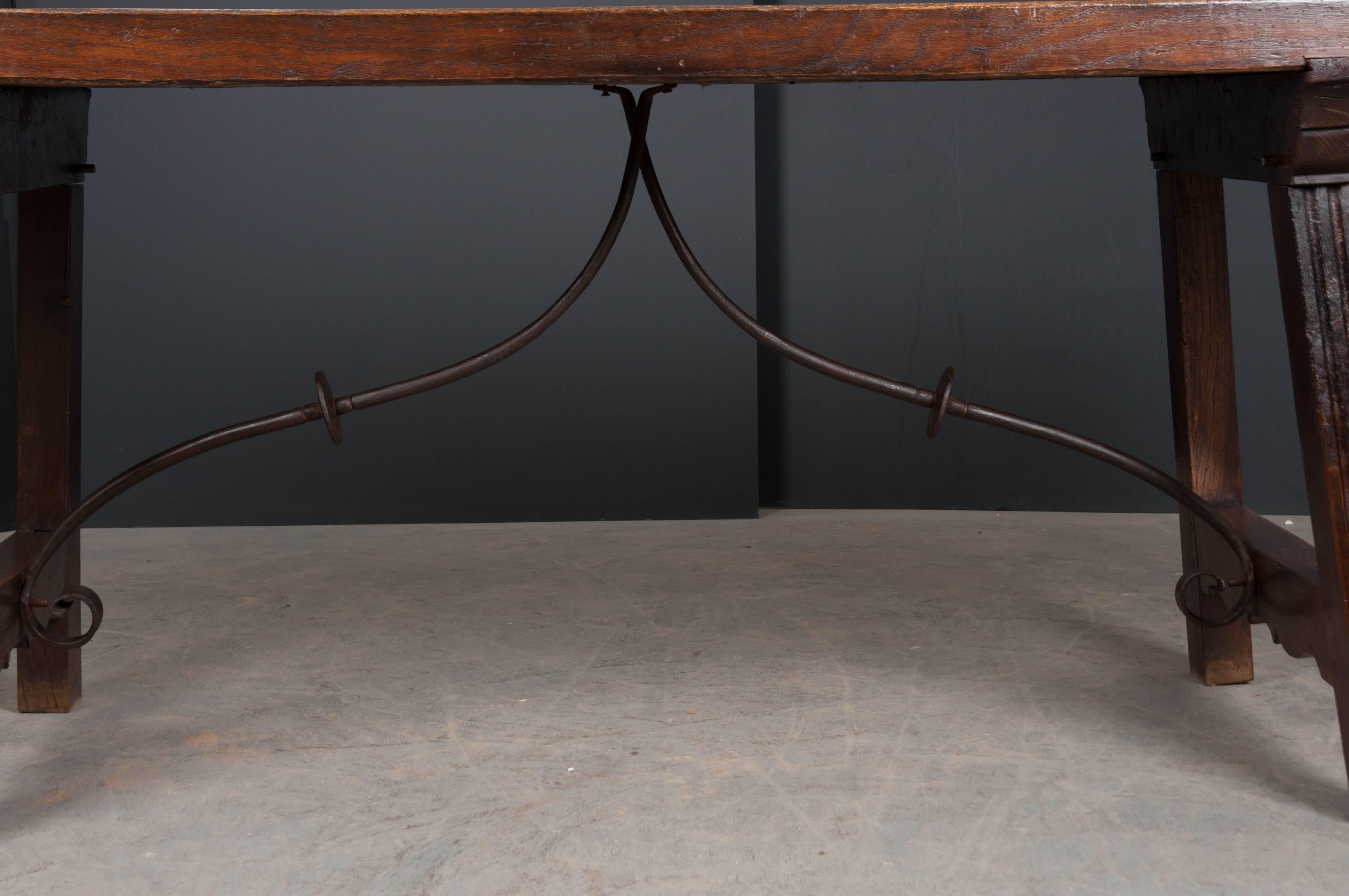 Iron Spanish Late 18th Century Single Board Refectory Table