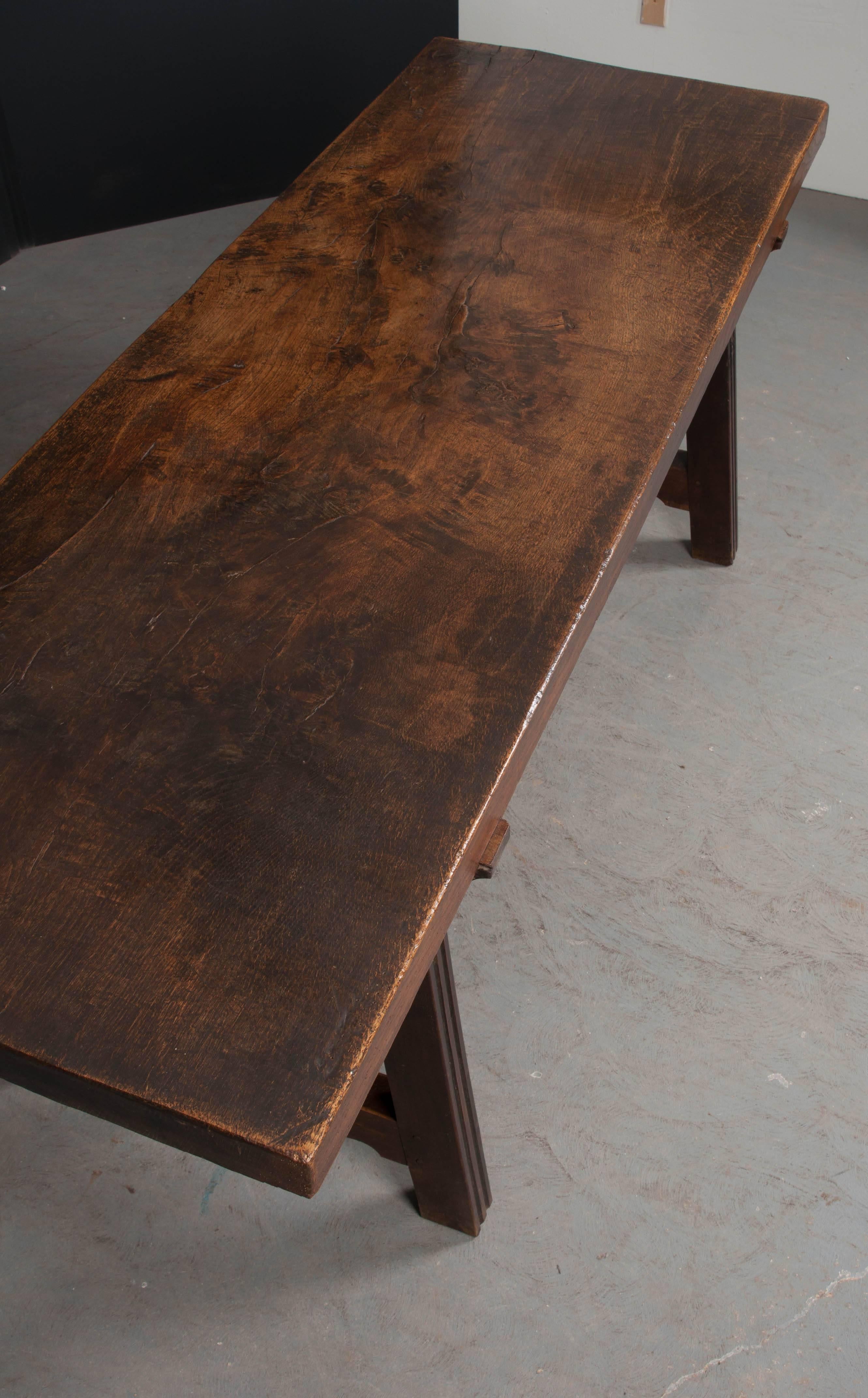 Spanish Late 18th Century Single Board Refectory Table 1