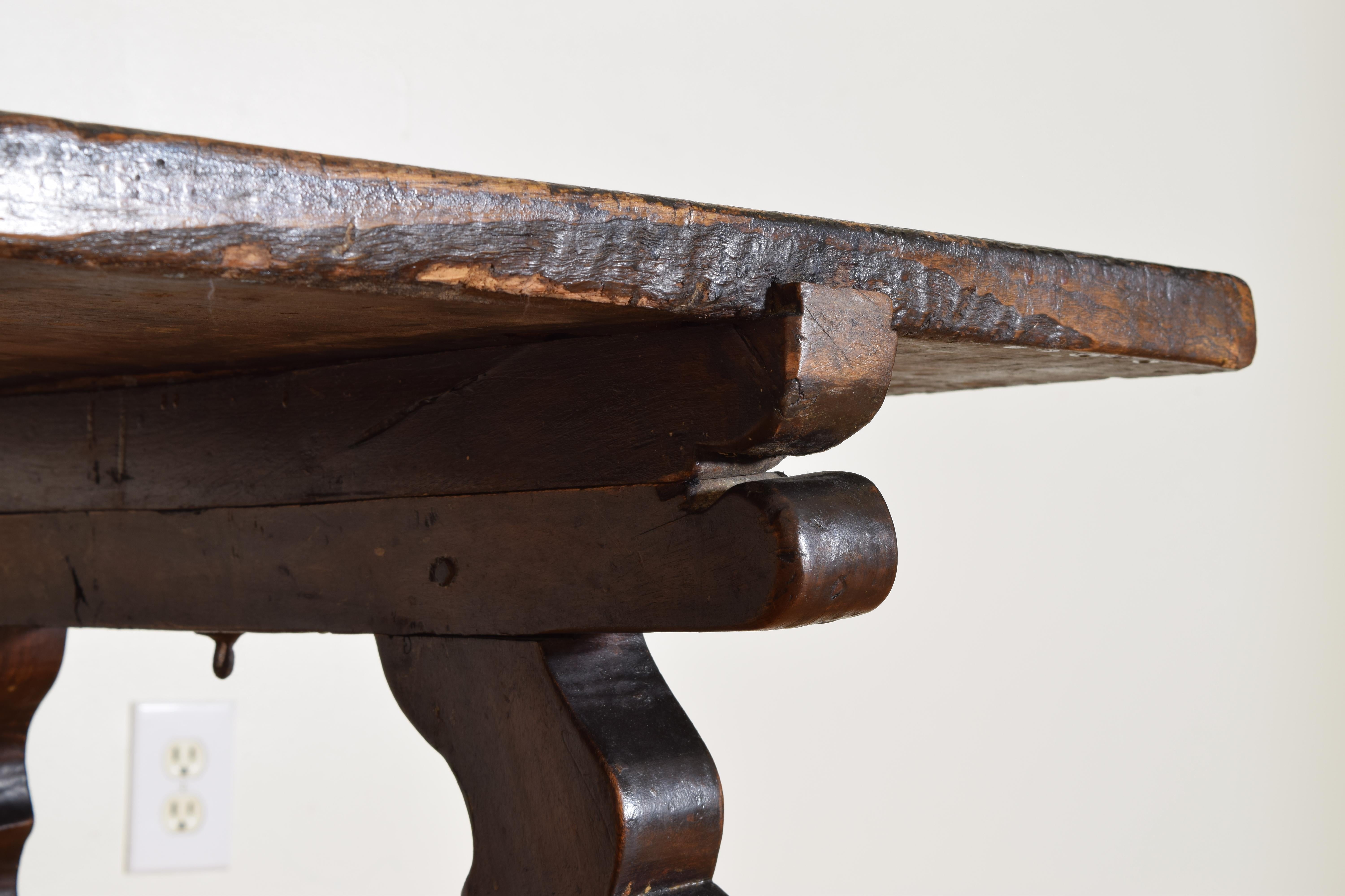 Spanish Late Baroque Dark Walnut Table with Iron Stretcher, 17th/18th cen. 1