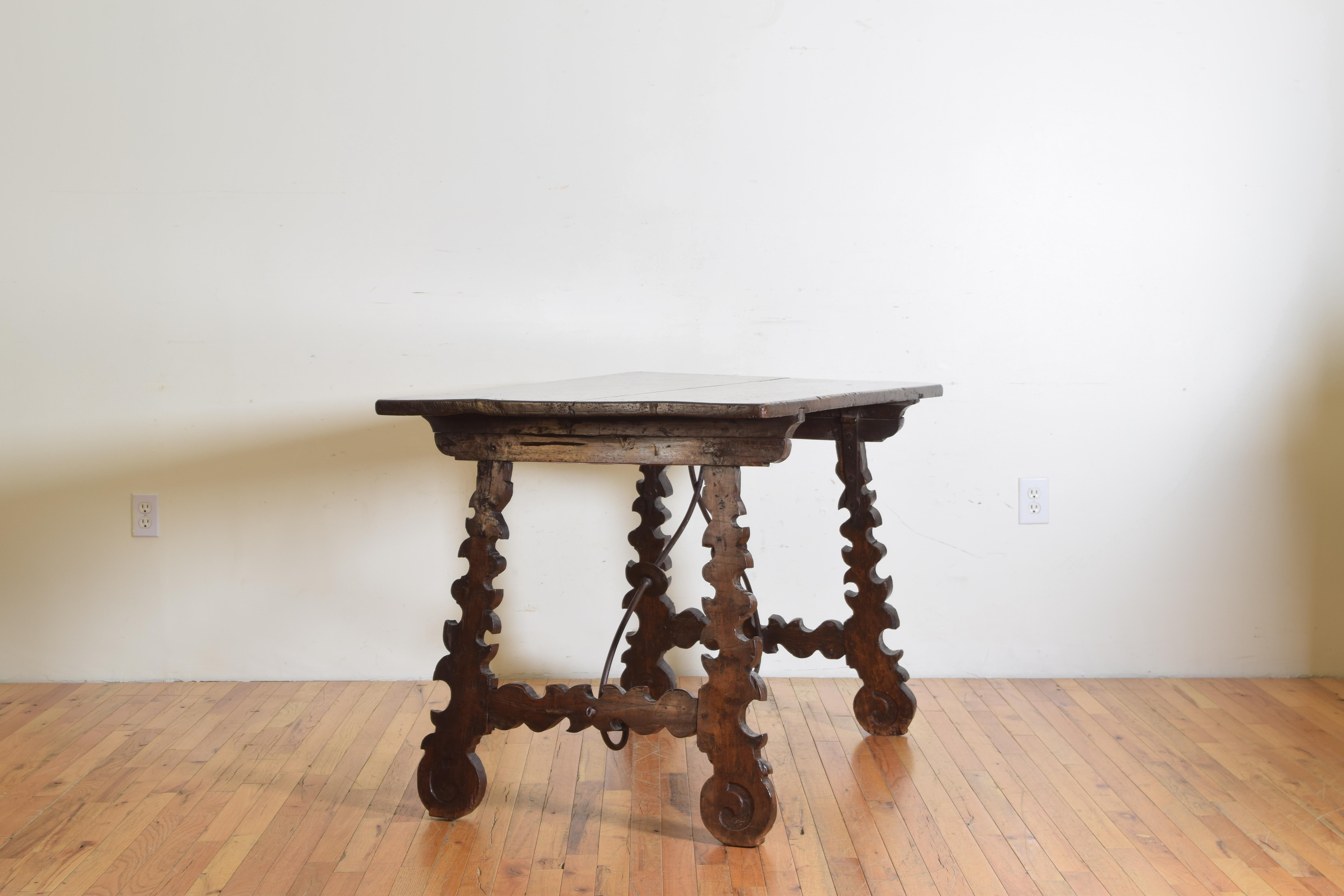 Spanish Late Baroque Walnut & Iron Mounted Guard Room Table In Good Condition In Atlanta, GA