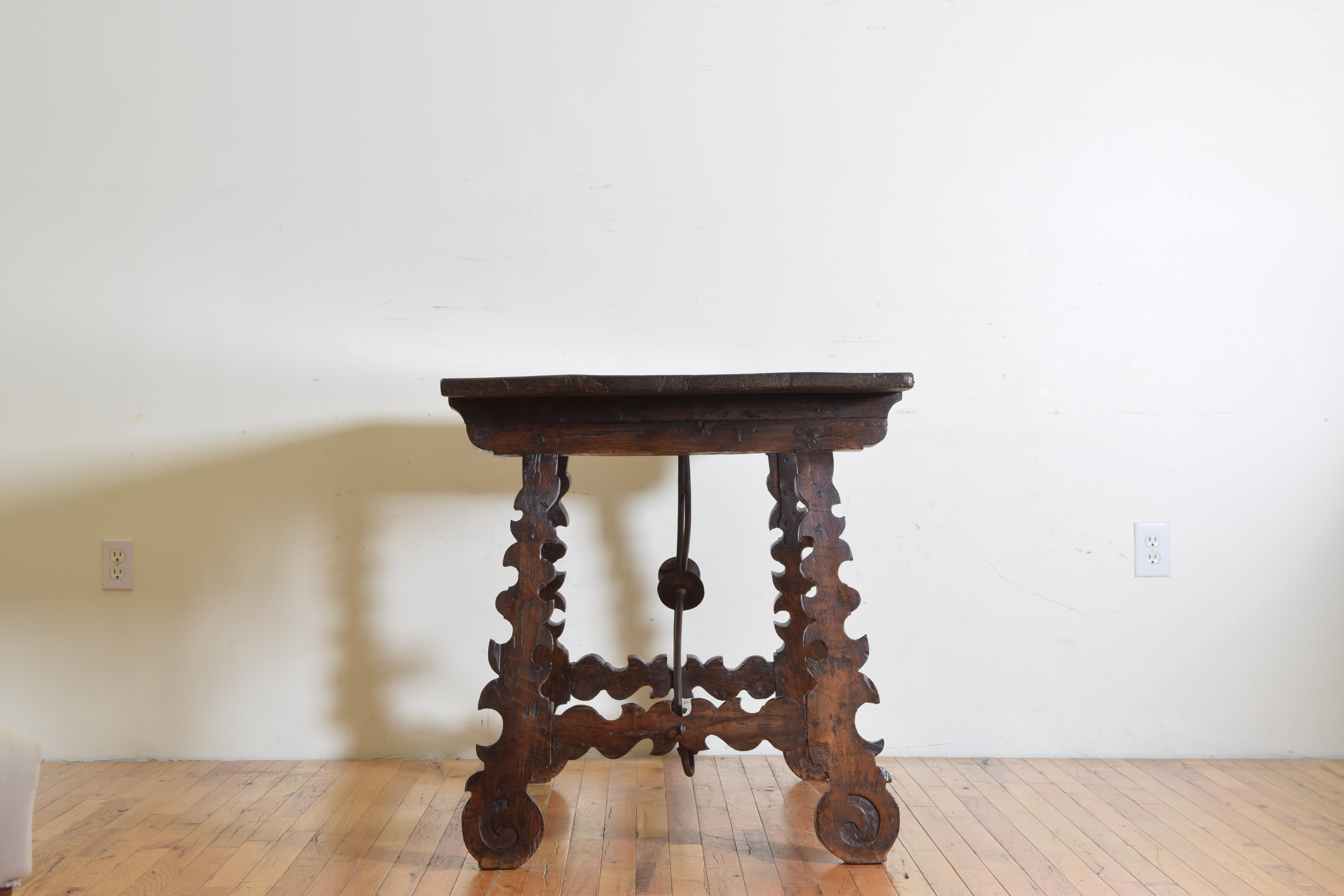 Early 18th Century Spanish Late Baroque Walnut & Iron Mounted Guard Room Table