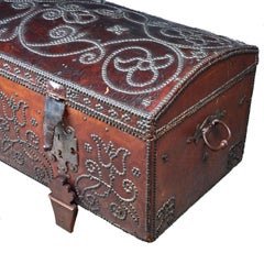 Spanish Leather and Studded Decorative Trunk on Original Stand
