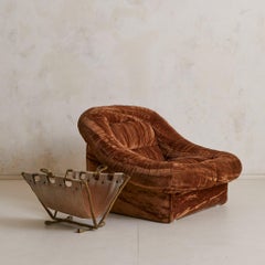 Spanish Leather + Gilt Bronze Magazine Rack by David Marshall