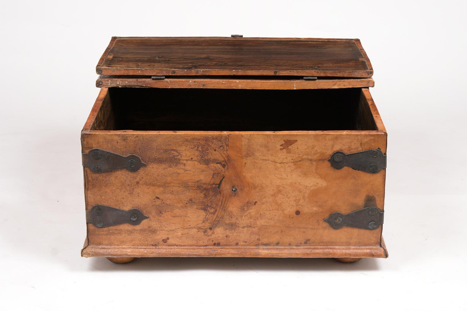 American Colonial Spanish Leather Trunk