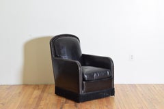 French Leather Upholstered with Fringe Club Chair, Mid-20th Century
