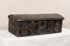Spanish Leather-Wrapped Coffer with Nail Head Decor Trimmings