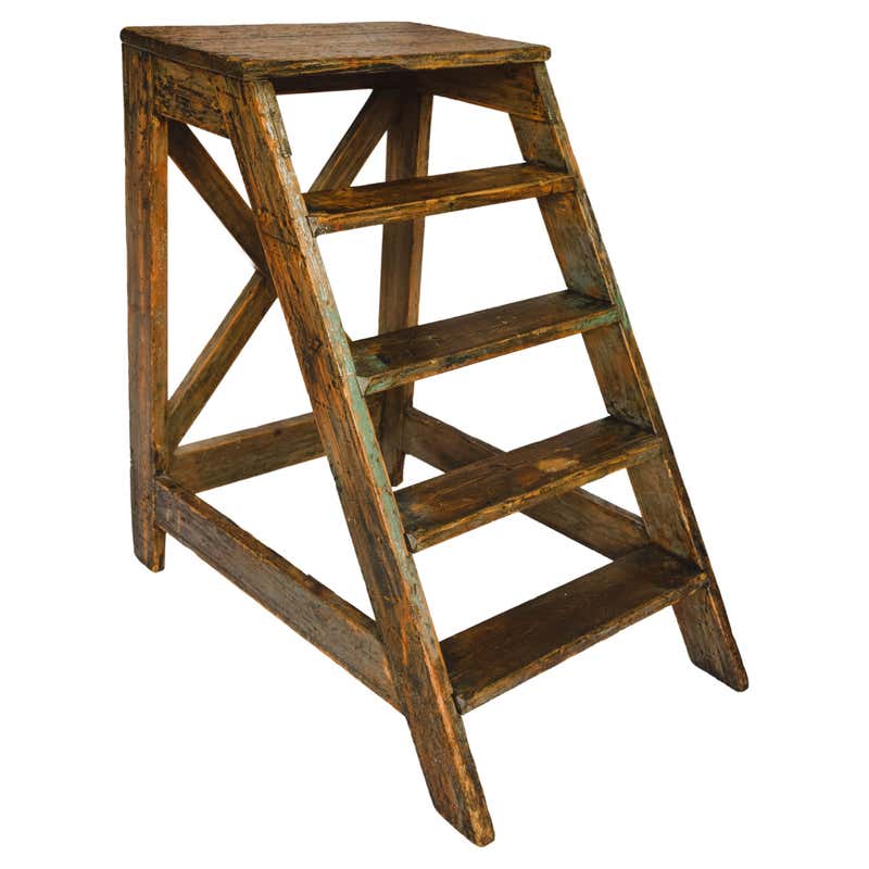 Rustic Library Step Stool Vintage Step Stool or Library Ladder at 1stDibs | vintage library step ...