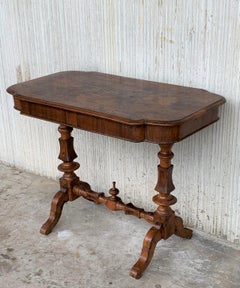 Spanish Light Oak Oval Coffee Table with Burl Top