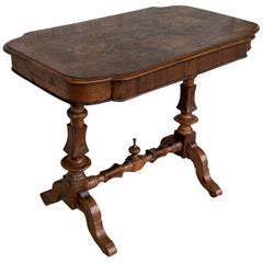 Spanish Light Oak Oval Coffee Table with Burl Top