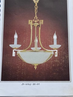 "Spanish Line" Gilt Brass and Alabaster Chandelier by PALWA, 1990s