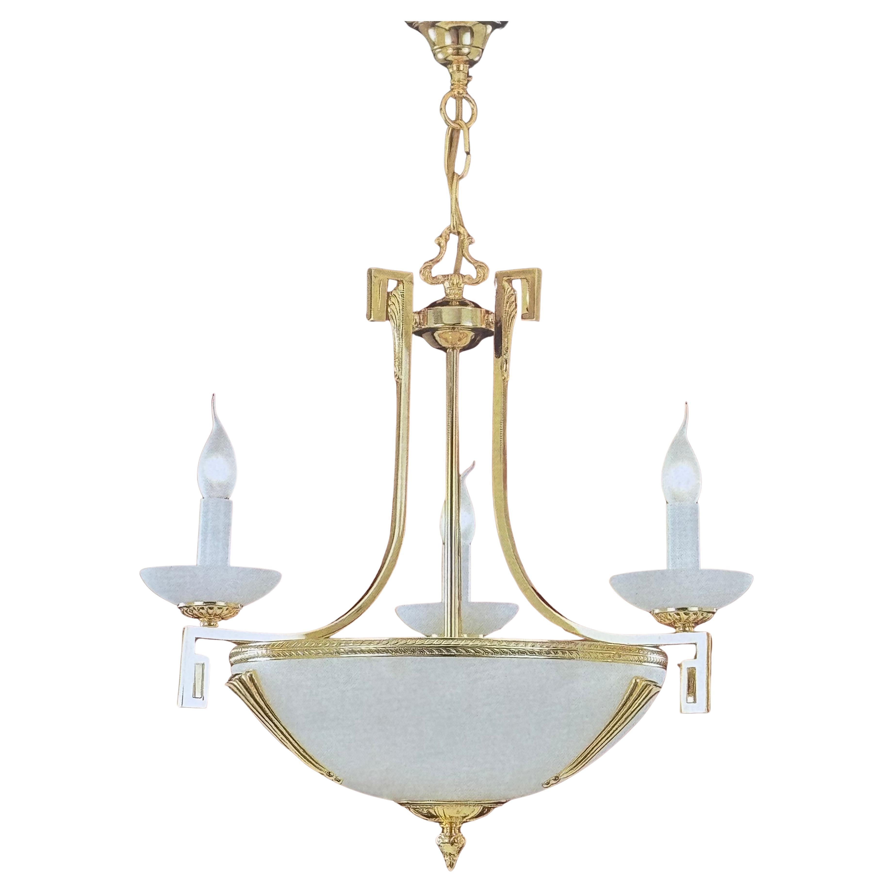 Lampadario "Spanish Line" in ottone dorato e alabastro di Palwa, anni
90