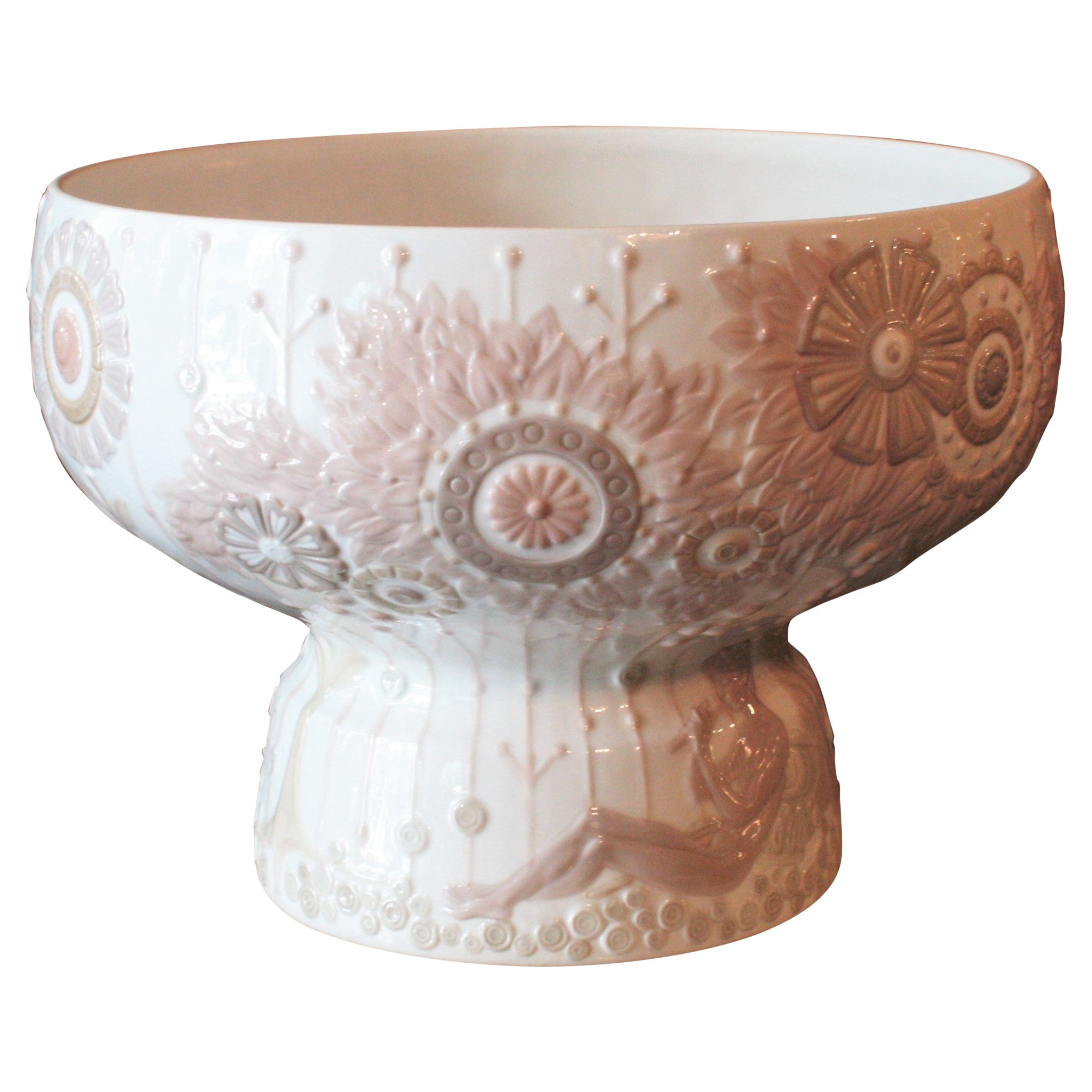 Spanish Lladro Porcelain Floral Large Centerpiece Vase