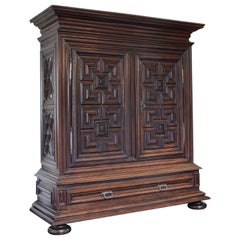 Spanish Louis XIV Period Carved Walnut 2-Door, 1 Door Armadio, 1stq 18th cen.