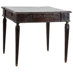 Mesa española de madera de pino de 4 cajones de la época Luis XVI