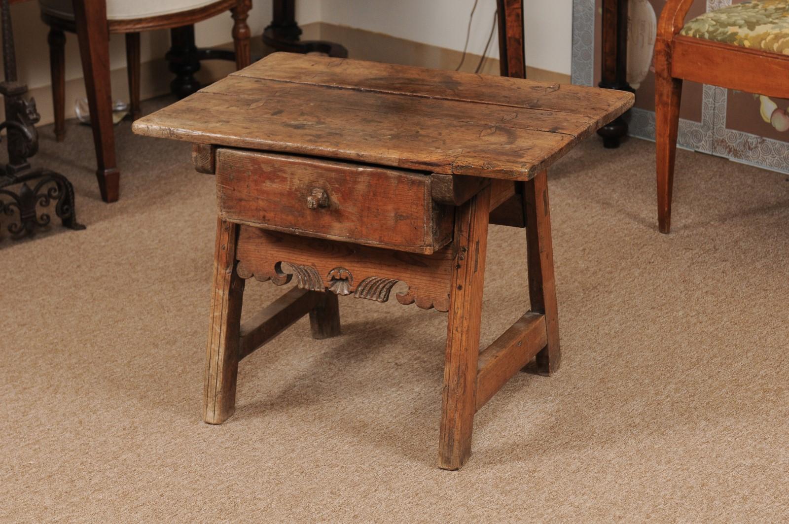 Spanish Low Pine Drink Table, 18th Century 5