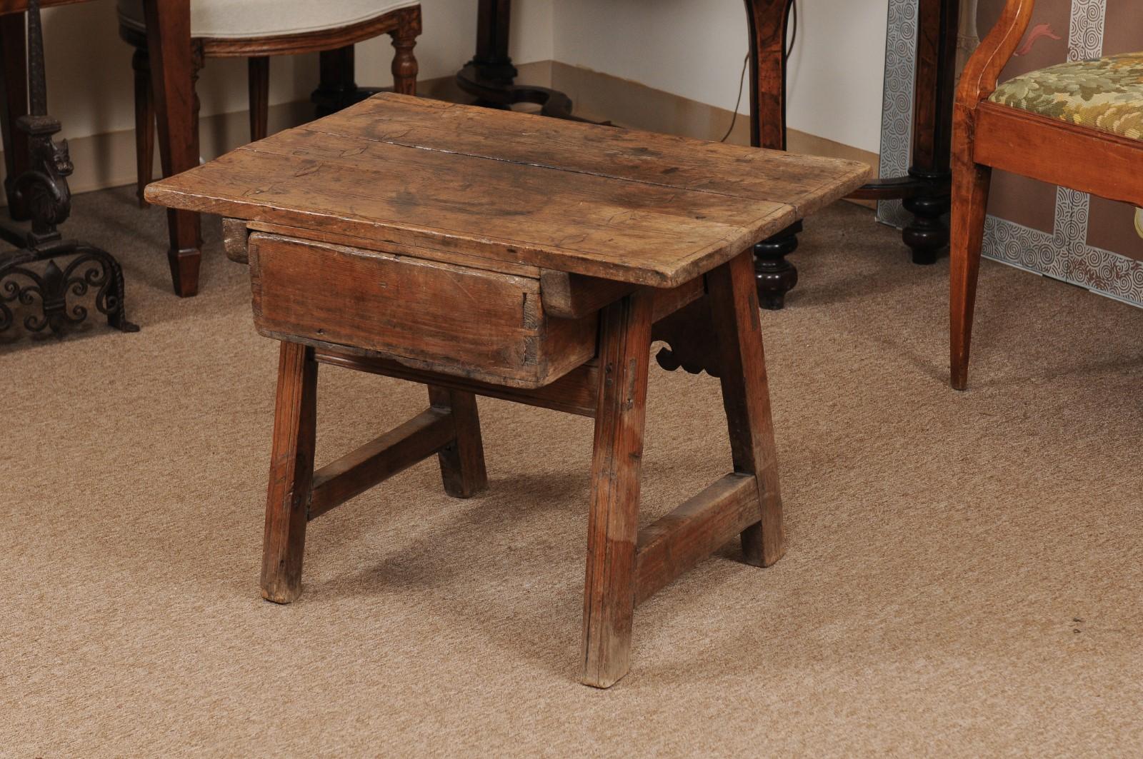 Spanish Low Pine Drink Table, 18th Century 2