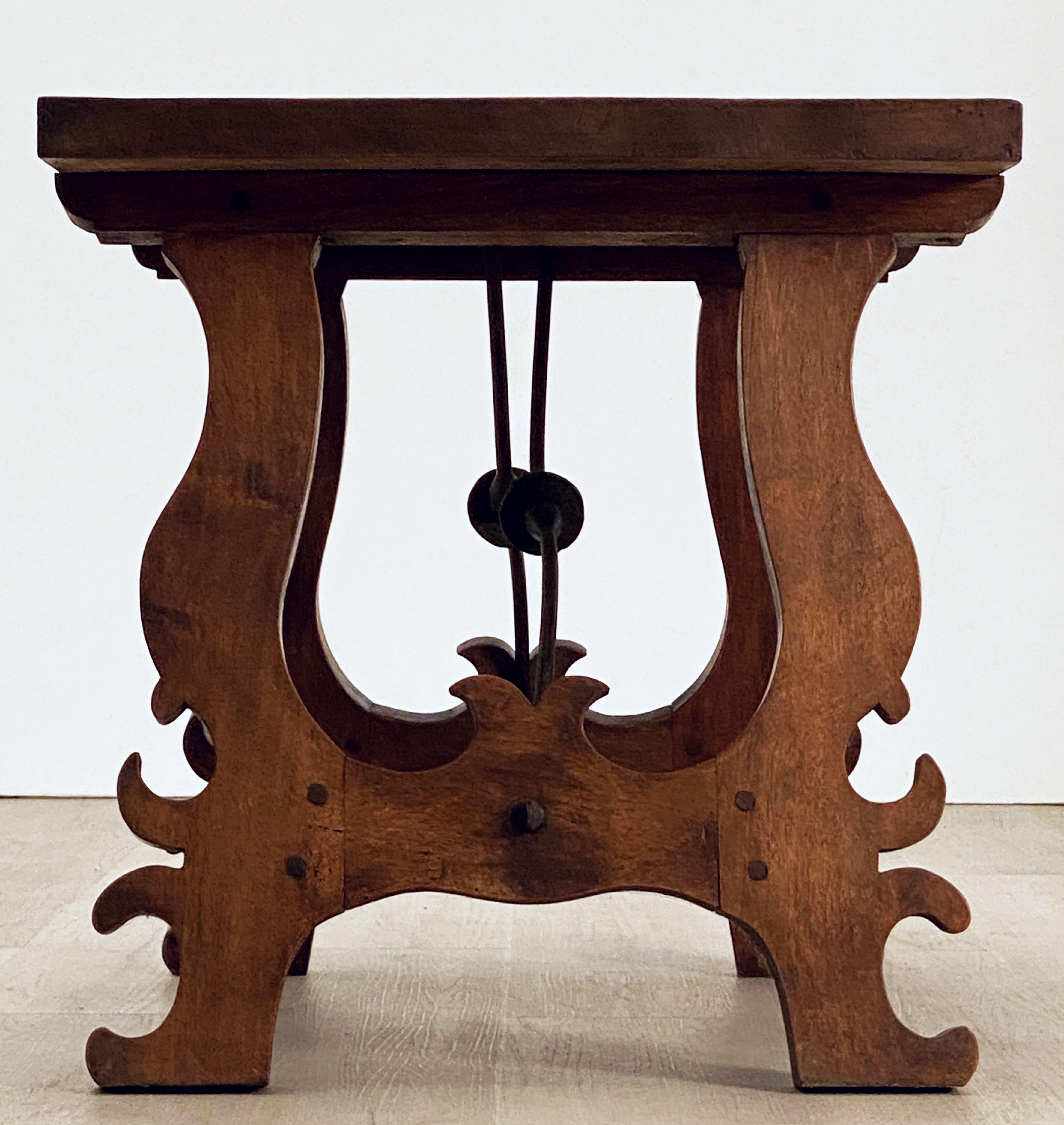 Spanish Low Table of Walnut with Wrought Iron Supports 2