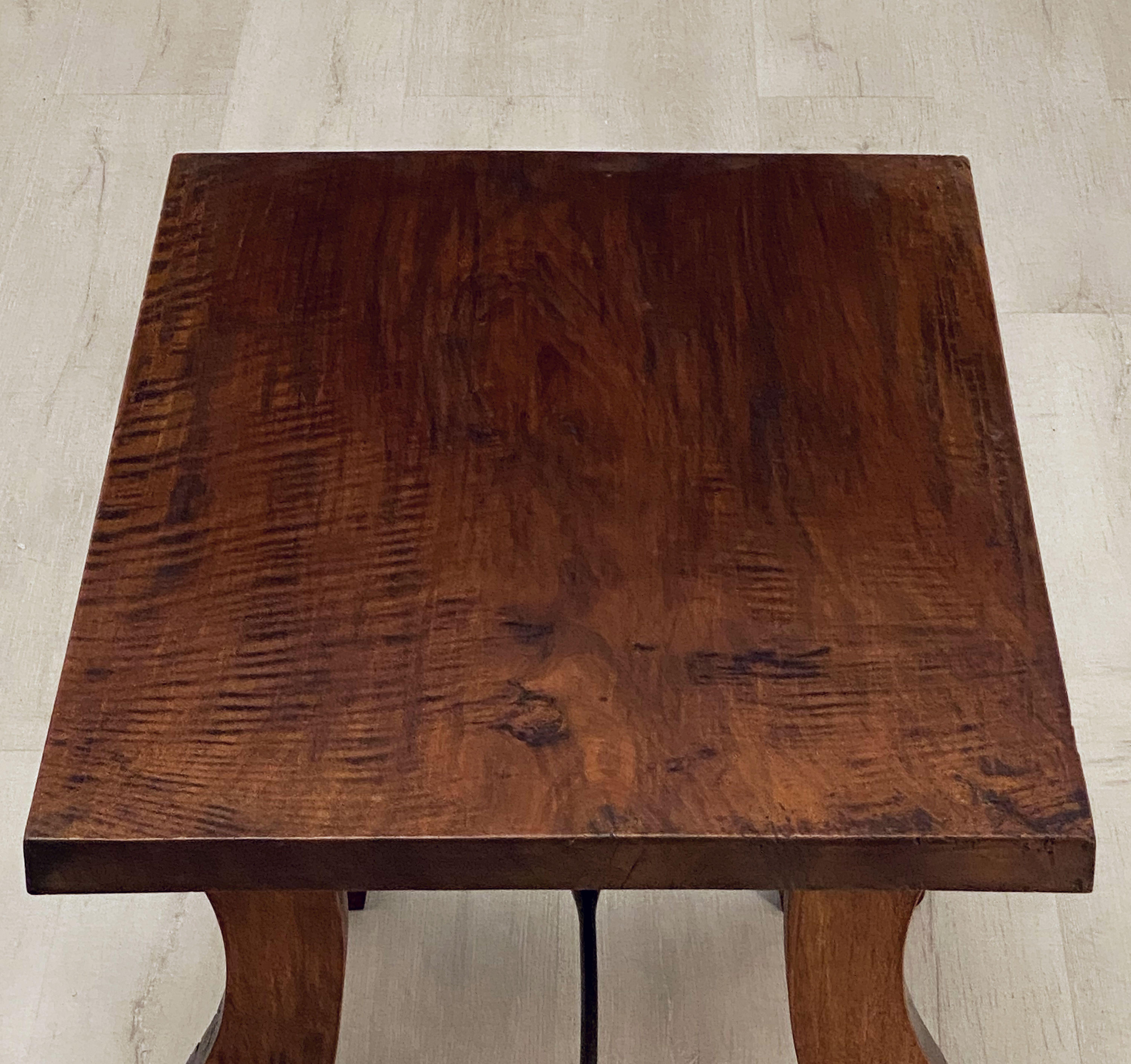 Spanish Low Table of Walnut with Wrought Iron Supports 3