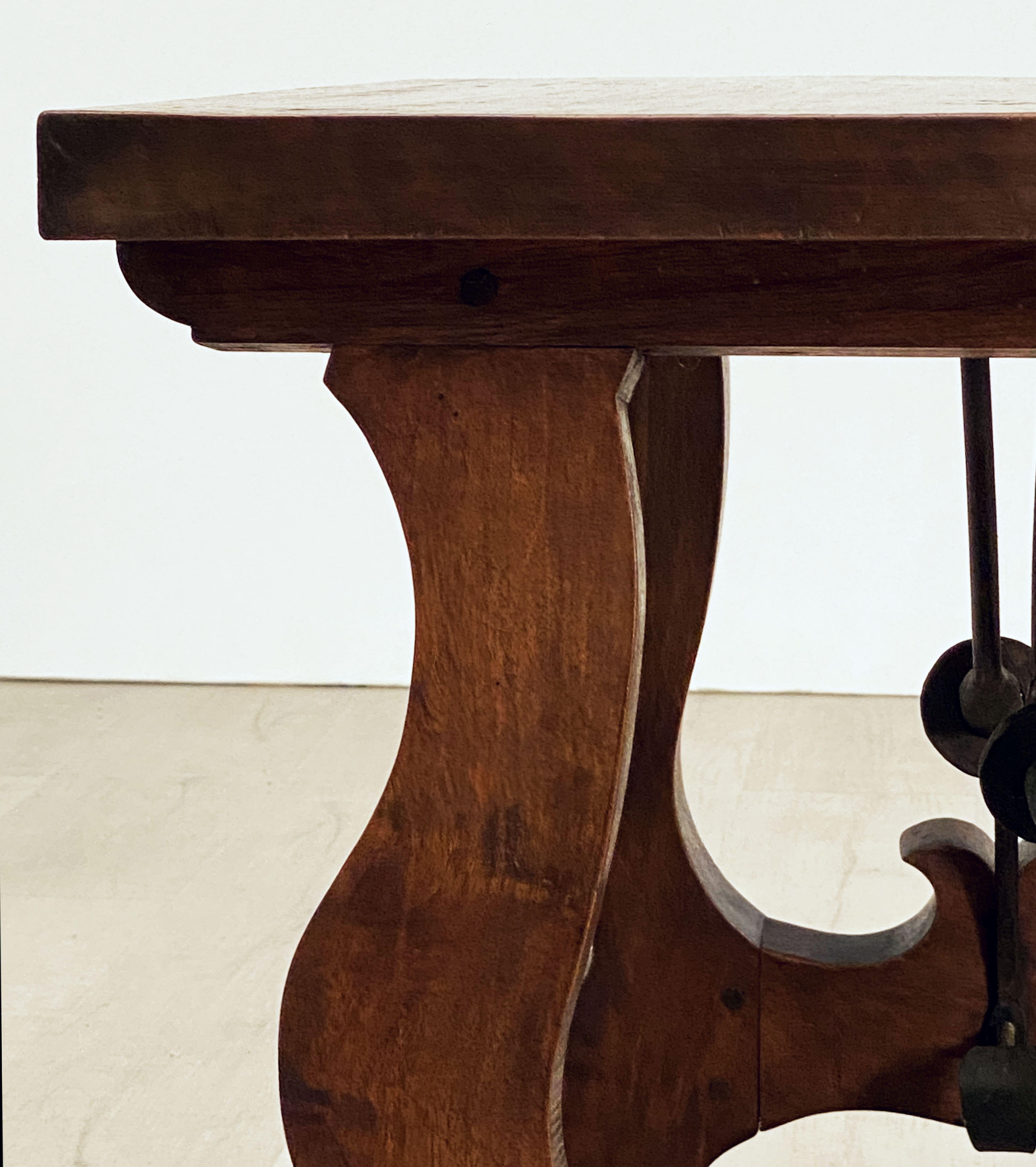 Spanish Low Table of Walnut with Wrought Iron Supports 4