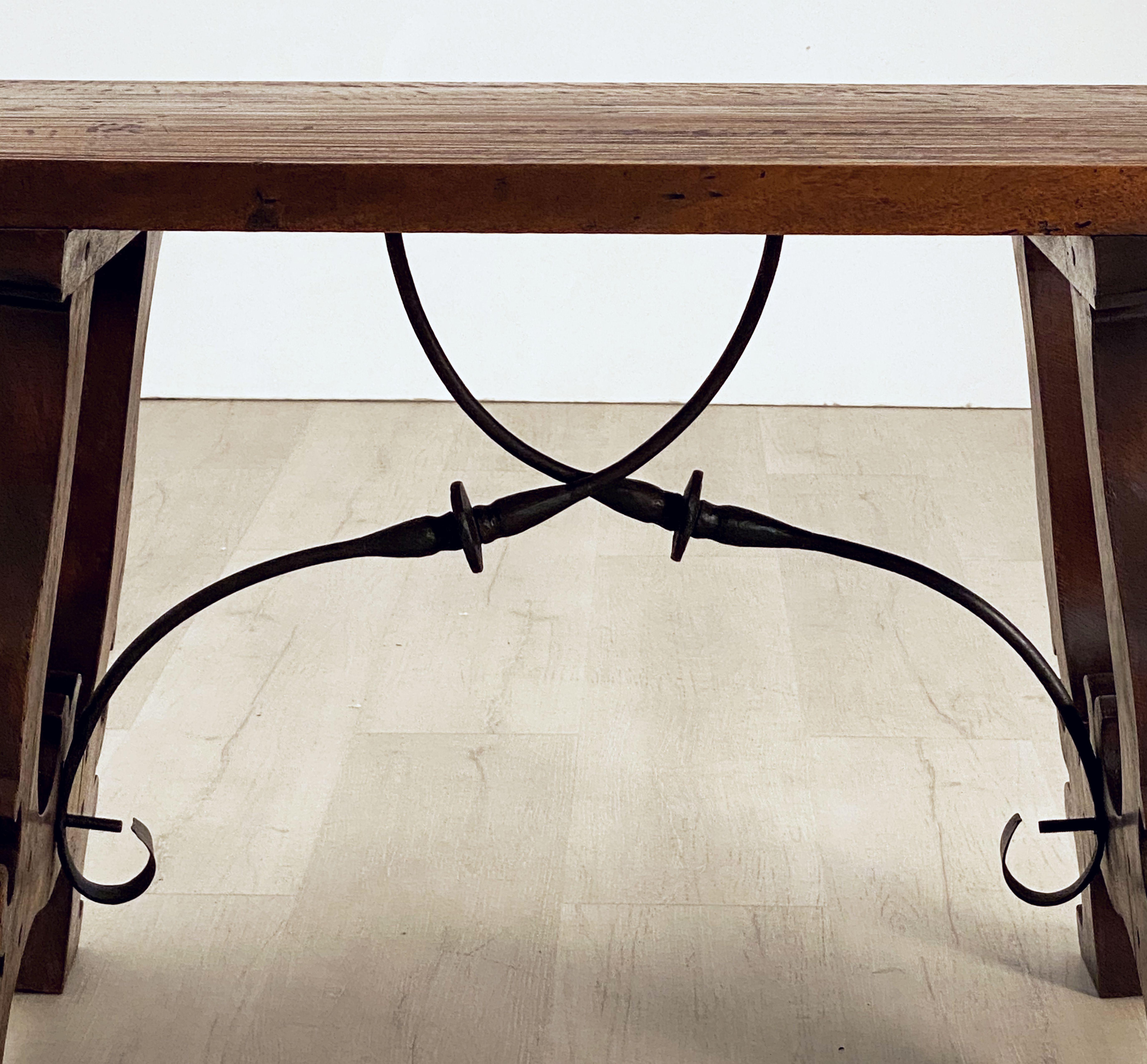 Spanish Low Table of Walnut with Wrought Iron Supports 10