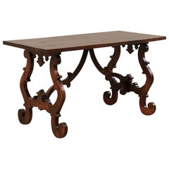 Spanish Lrye-Leg Table ‘or Desk’ with Lovely Fleur De Lys Accent Details