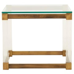 Spanish Lucite and Brass Side Table