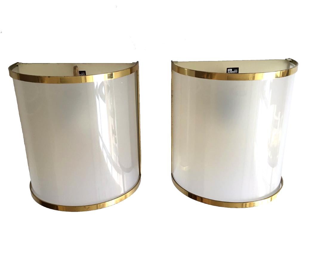 Late 20th Century Spanish Lucite and Brass Wall Sconces by Metalarte, 1970s