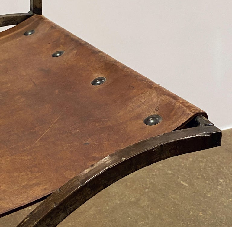 Spanish Luggage Stands of Leather and Tooled Metal For Sale at 1stdibs