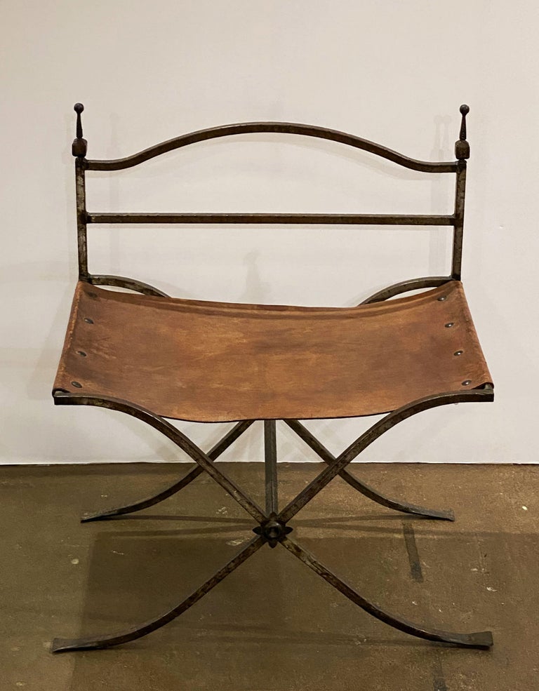 Spanish Luggage Stands of Leather and Tooled Metal For Sale at 1stdibs
