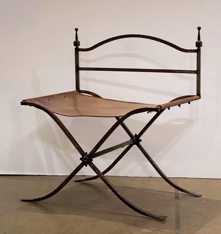 Spanish Luggage Stands of Leather and Tooled Metal For Sale at 1stdibs