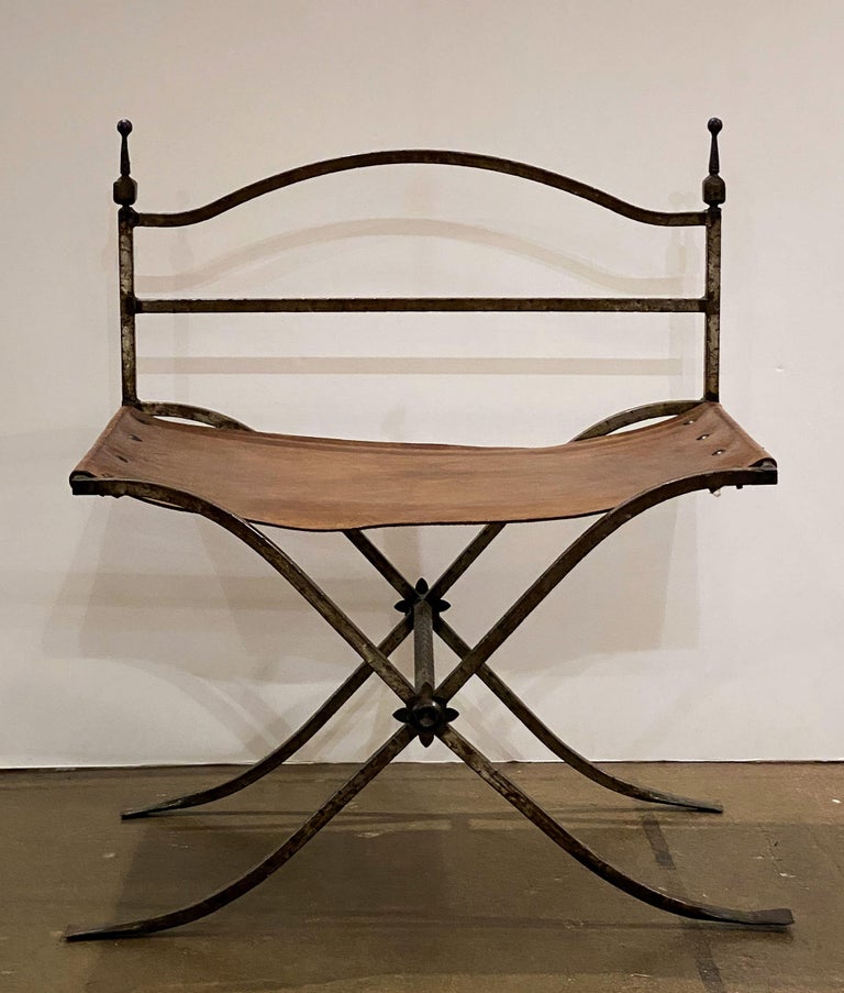Spanish Luggage Stands of Leather and Tooled Metal For Sale at 1stdibs