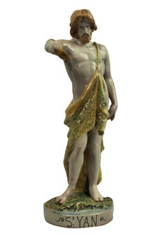 Spanish Majolica Statue of John the Baptist