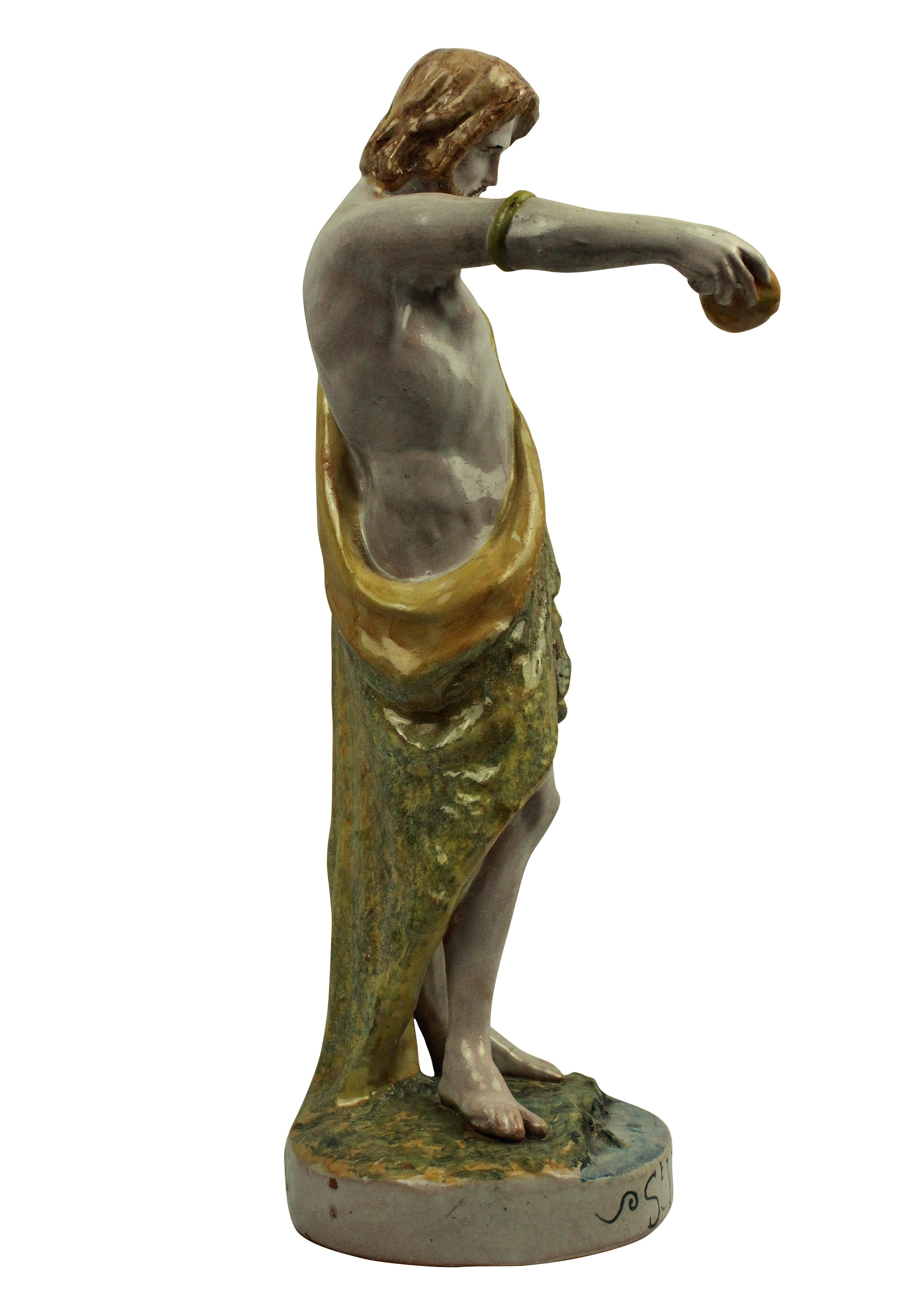 Spanische Majolika-Statue von Johannes dem Täufer im Zustand „Gut“ im Angebot in London, GB