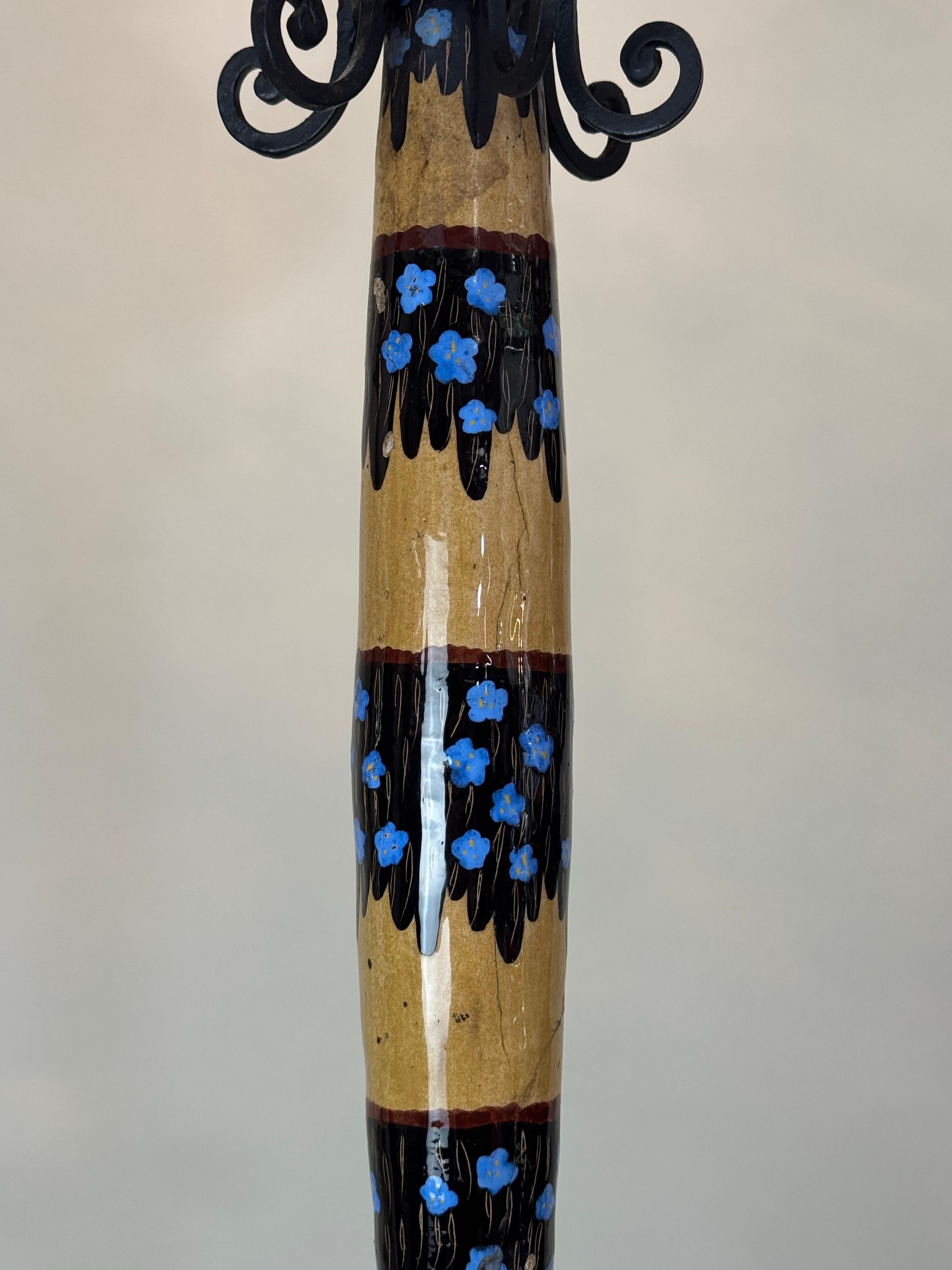 Lámpara de pie española de manises de mayólica y hierro forjado del Renacimiento Gótico, 1900 en venta 10