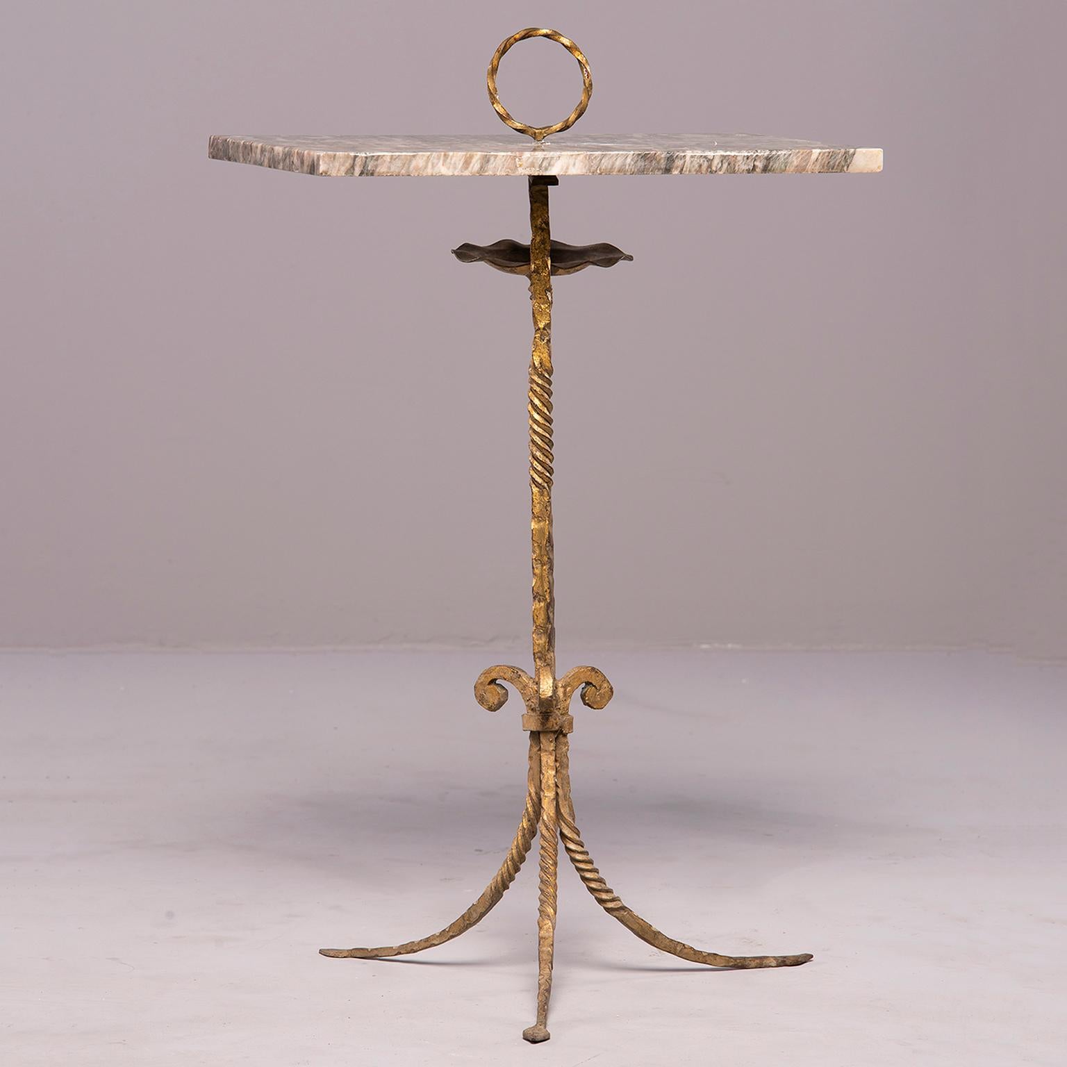 Spanish Marble and Gilt Iron Side Table with Ashtray Holder 3