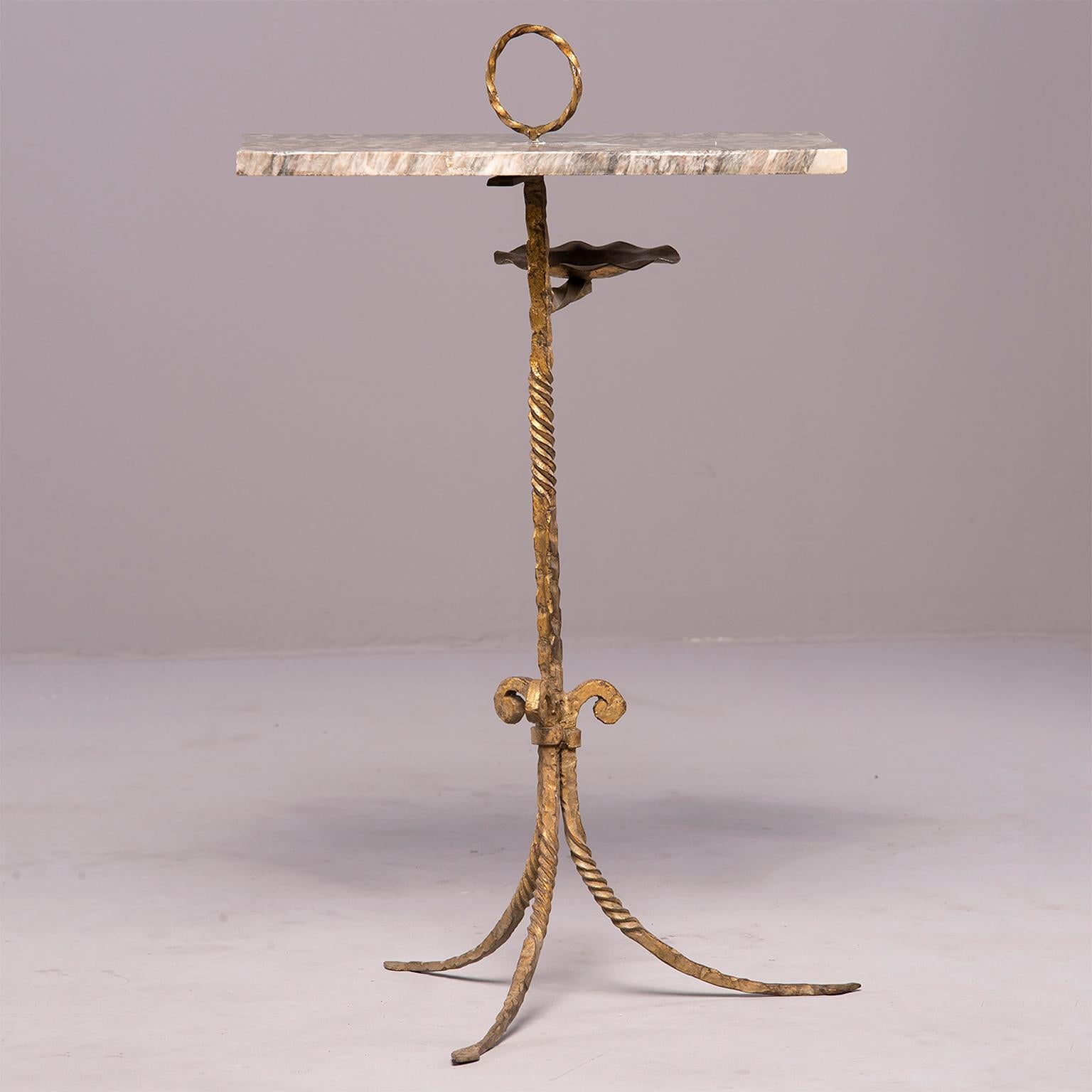 Spanish Marble and Gilt Iron Side Table with Ashtray Holder (Metall)