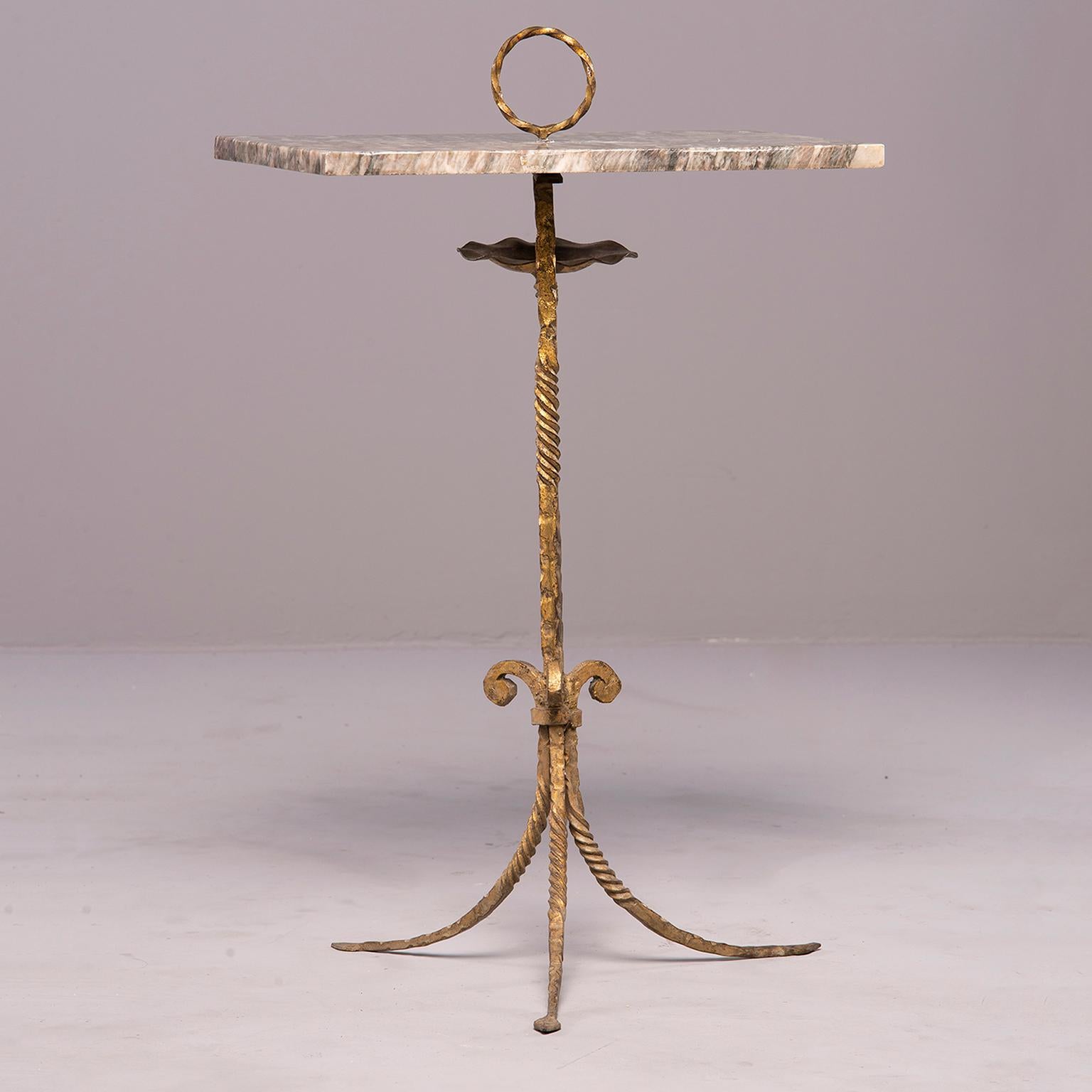 Spanish Marble and Gilt Iron Side Table with Ashtray Holder 2