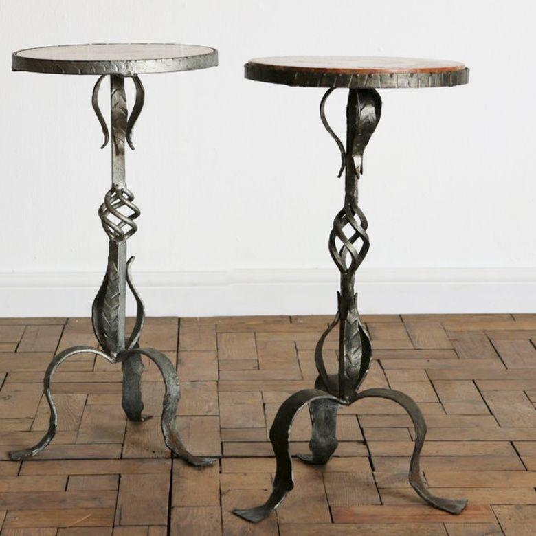 Spanish Martini Tables of Wrought Iron with Round Marble Top 'Sold Individually' 5