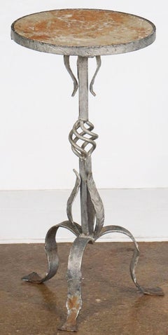Spanish Martini Tables of Wrought Iron with Round Marble Top 'Sold Individually'
