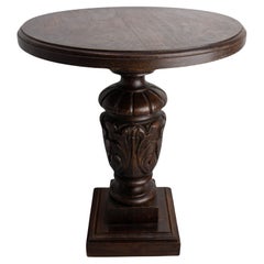Spanish Massive Oak Coffee Table Gueridon Side Table, circa 1960