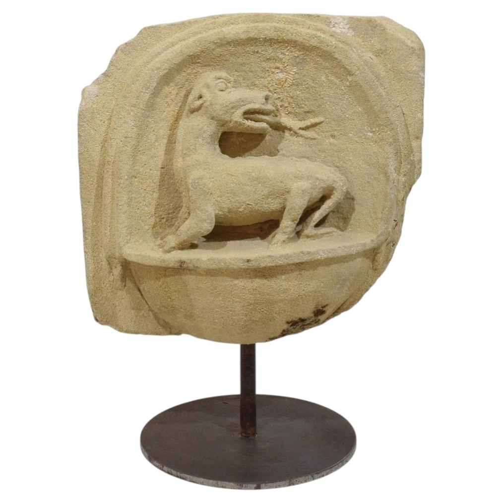 Spanish Medieval Style Carved Stone Fragment Depicting A Dragon/ Mythical Figure For Sale