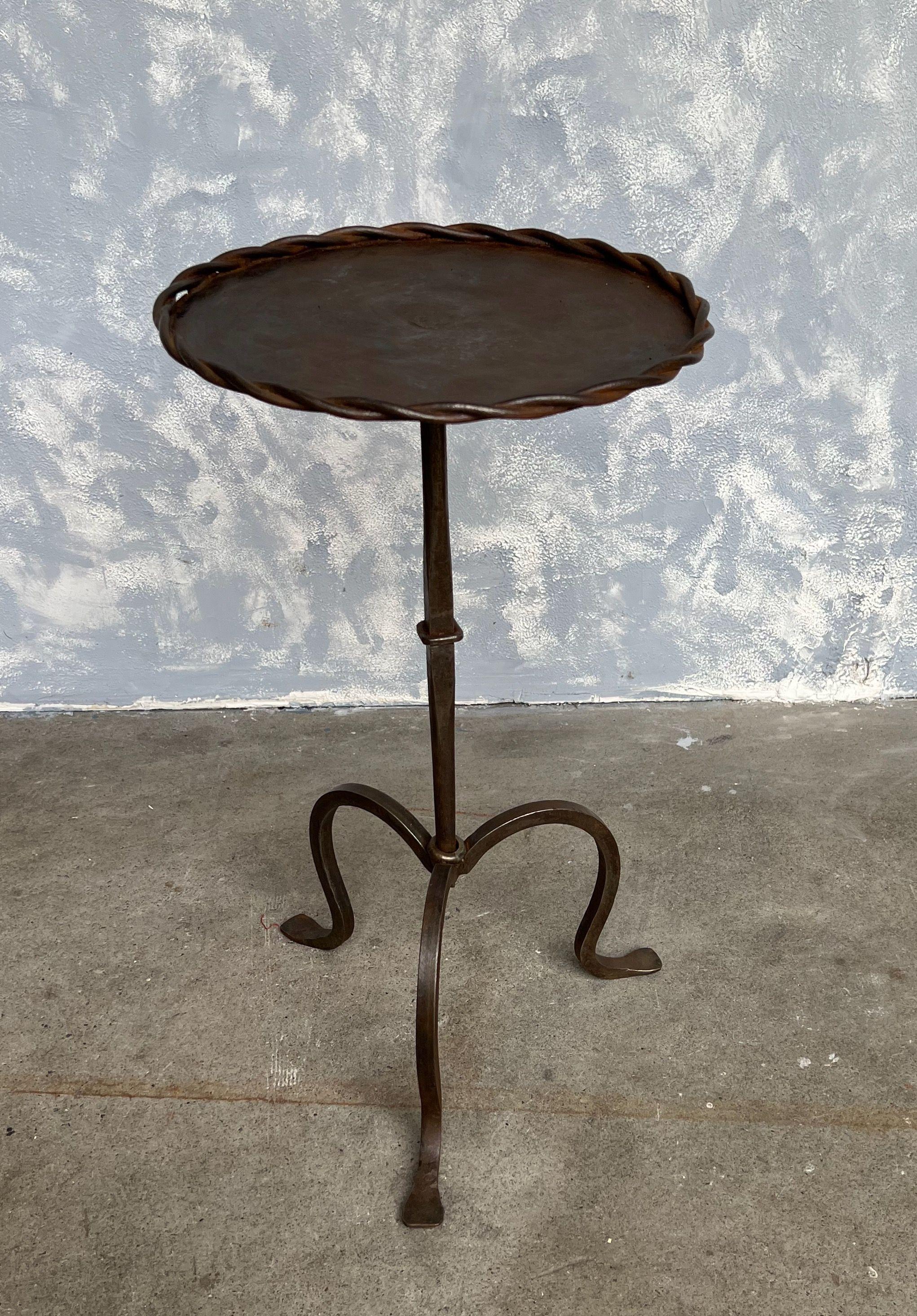 Spanish Metal Drinks Table on a Tripod Base In Good Condition In Buchanan, NY