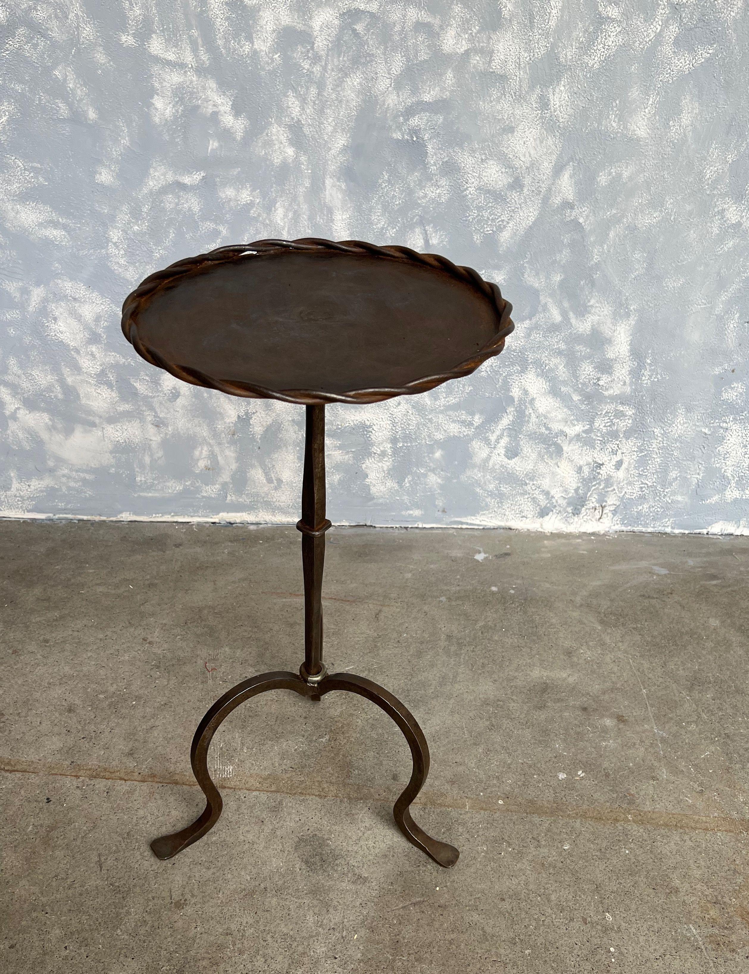 Mid-20th Century Spanish Metal Drinks Table on a Tripod Base