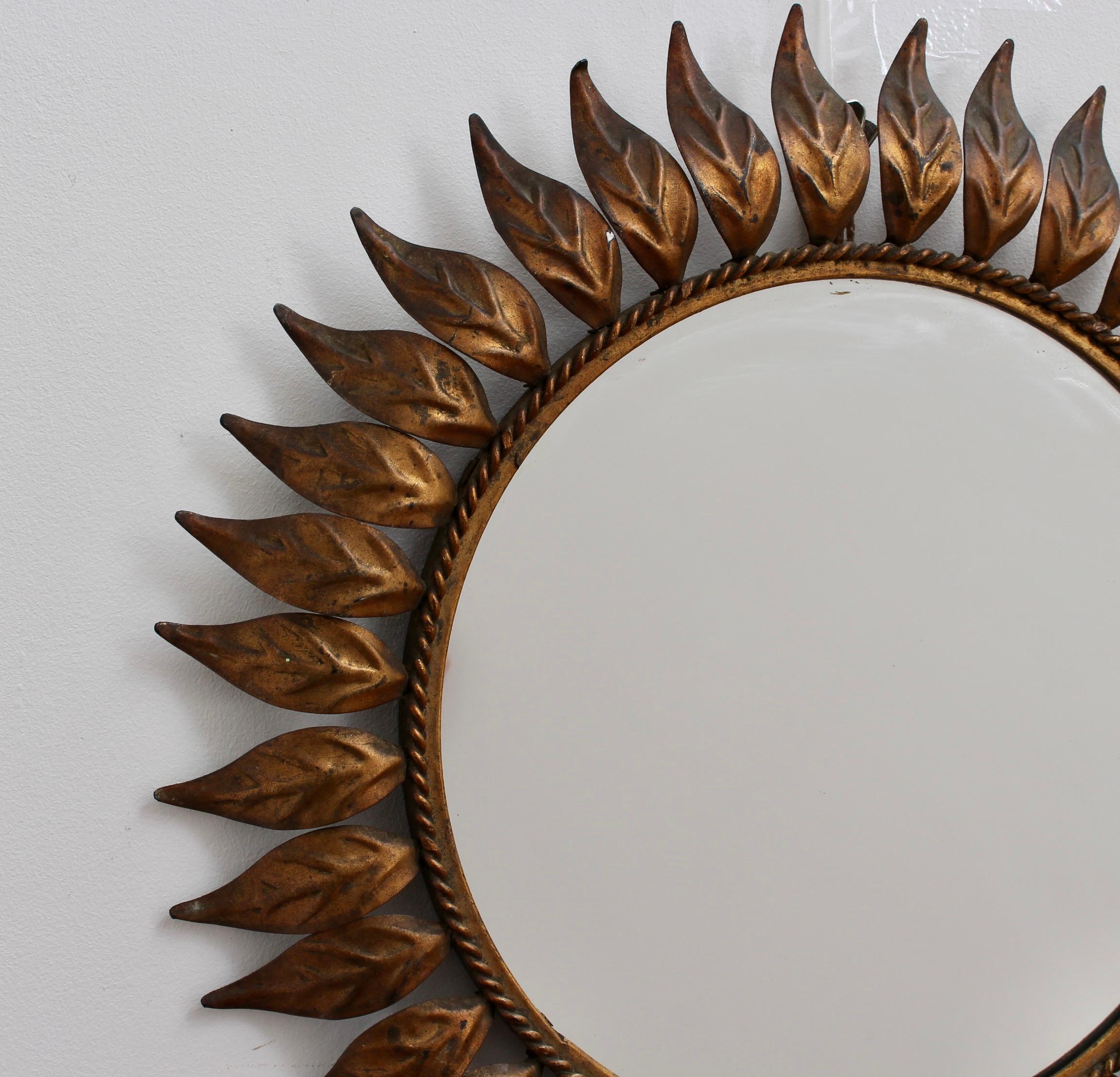 Mid-20th Century Spanish Metal Sunburst Mirror, 'circa 1960s' For Sale