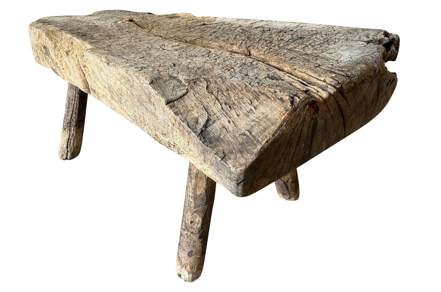 Chestnut Spanish Mid-18th Century Primitive Bench
