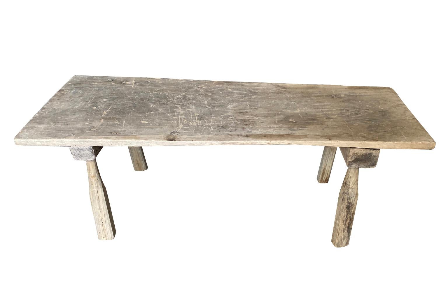 An mid-19th century Table Basse - Coffee Table from the Catalan region of Spain.  Soundly constructed from oak with a solid board top.  Perfect for any casual environment.
