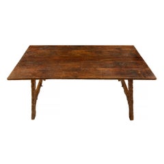 Spanish Mid-19th Century Country Dining/Center Table in Dark Patinated Oak