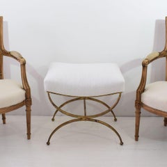Spanish Mid-20th Century Gilded Iron Hollywood Regency Stool or Tabouret