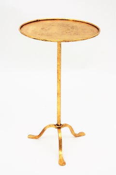 Spanish Mid-20th Century Hand-Hammered Gilt Iron Drinks Table