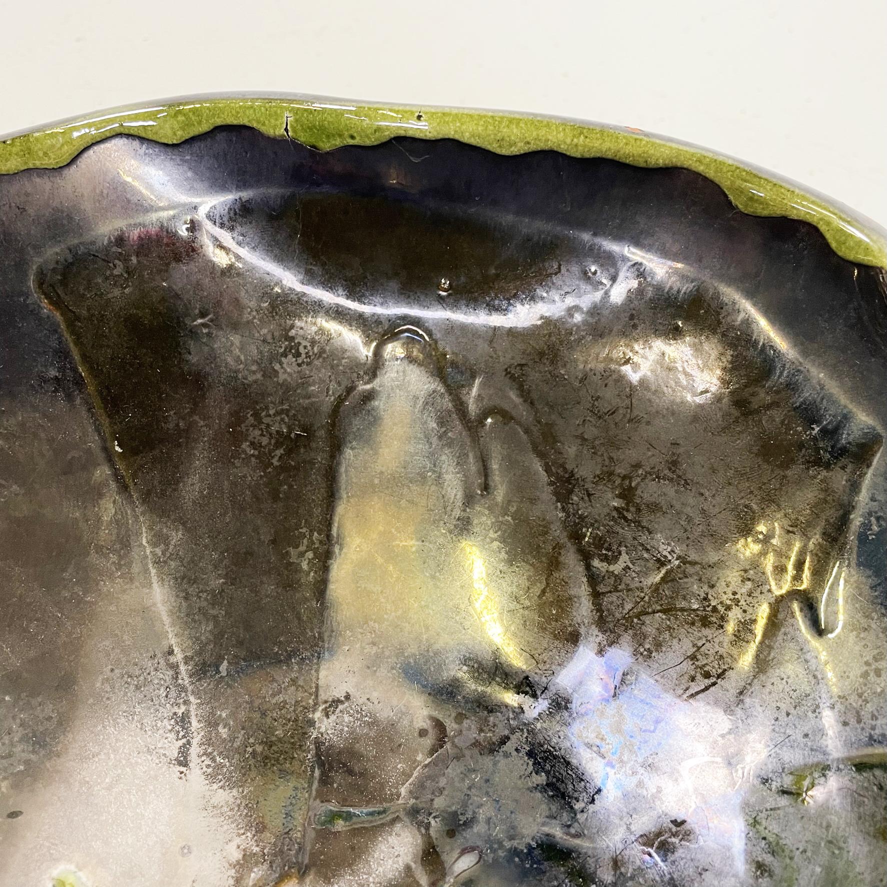Spanish Mid-Century Bowl in Green, Black and Blue Ceramic by Ignacio Buxo, 1950s 1